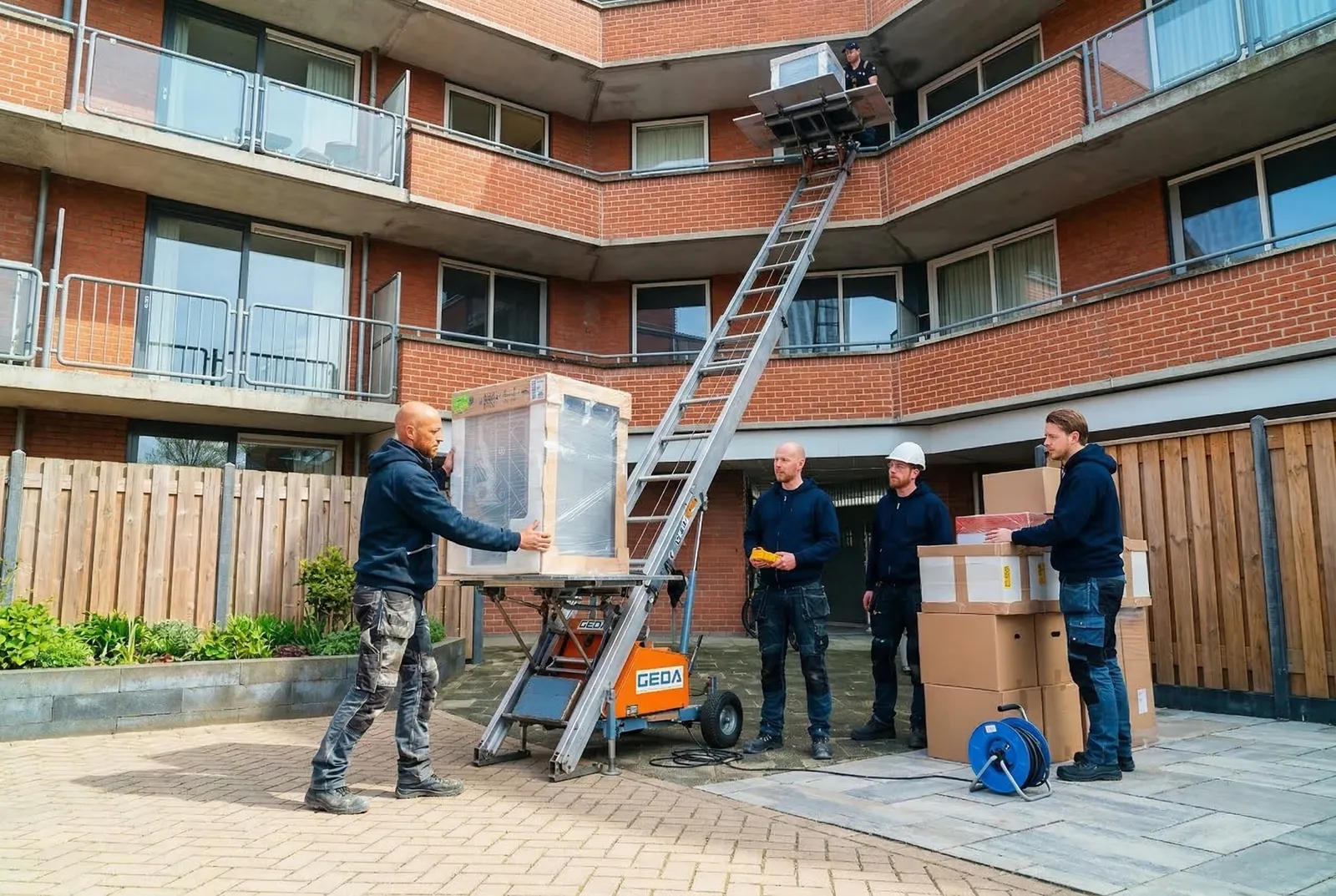 Team lift inhuren Enschede aan het werk