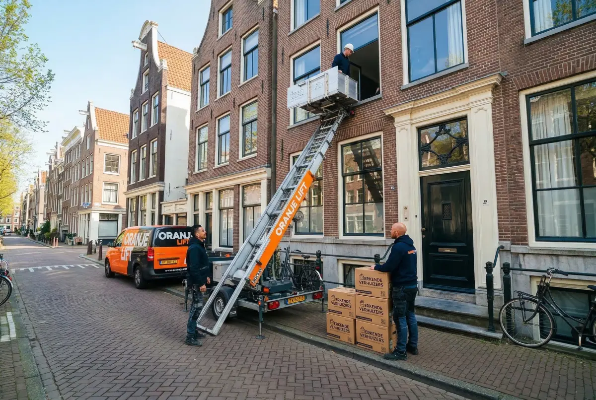 Compacte lift voor verhuizing in smalle straat Enschede