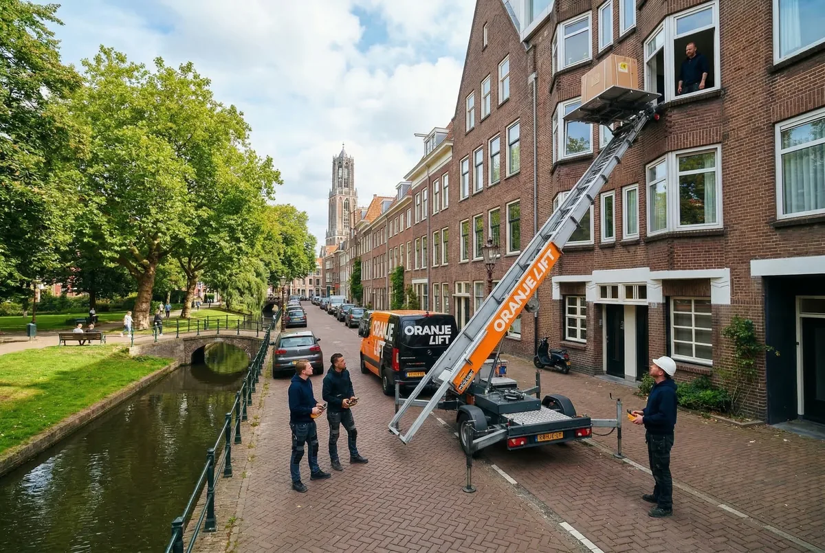 Team aan het werk met verhuislift Enschede